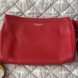 Coach Red Leather Crossbody with Silver Logo Accent